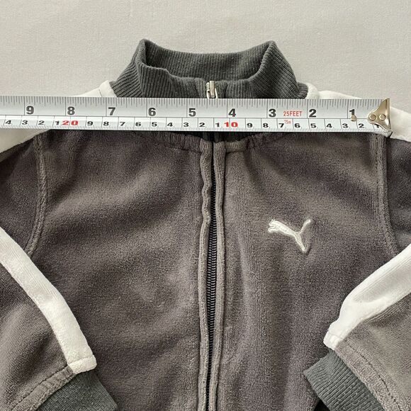 ~ Kids Puma 18m Velour Gray Jacket Full Zip Grey Soft Baby Toddler 18 mo White - Picture 9 of 11